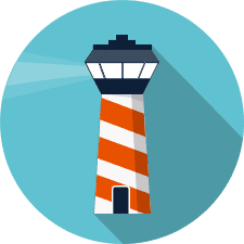 Lighthouse icon representing Government business development (BD) strategy session.