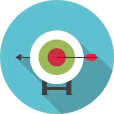 Target with arrow icon representing opportunity qualification for the pipeline to decide which ones are fit for capture.