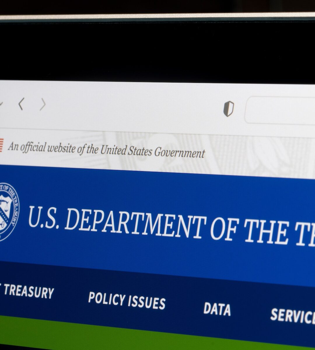 US Department of Treasury Screenshot Website